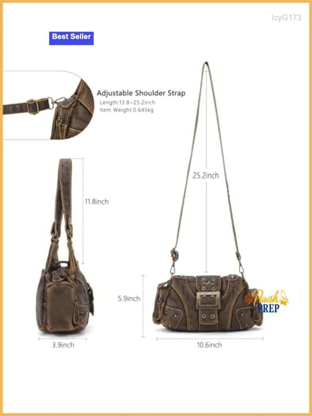 Vegan Leather Hobo Purse Crossbody Bag Multi-Pocket Shoulder Handbag